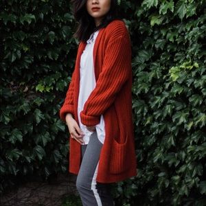 Burnt Orange Long Men’s Cardigan